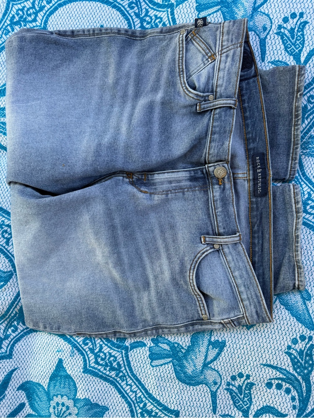 Rock & Republic Size 18 Capris Cropped Medium Wash Stretch Denim Jeans - Picture 7 of 8